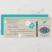 Hochzeitlicher Boarding nach Hawaii Einladung (Vorne/Hinten)