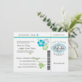 Hochzeitlicher Boarding nach Hawaii Save The Date (Stehend Vorderseite)