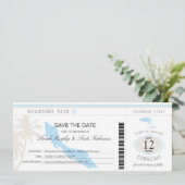 Hochzeitlicher Boarding Pass auf Curacao Save The Date (Stehend Vorderseite)