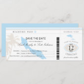 Hochzeitlicher Boarding Pass auf Curacao Save The Date (Vorne/Hinten)