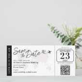 Hochzeitlicher Boarding Save the Date mit QR-Code (Stehend Vorderseite)