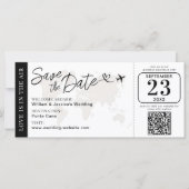 Hochzeitlicher Boarding Save the Date mit QR-Code (Vorderseite)