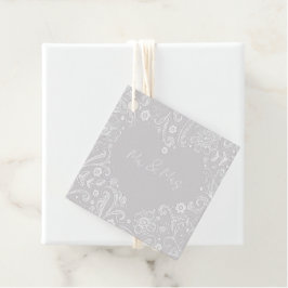 Hochzeitlicher Doodle Heart Gray Liebe Geschenkanhänger