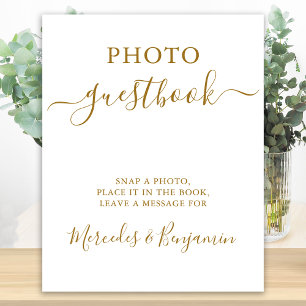 Hochzeitlicher Foto Gast Elegantes Gold Calligraph Poster