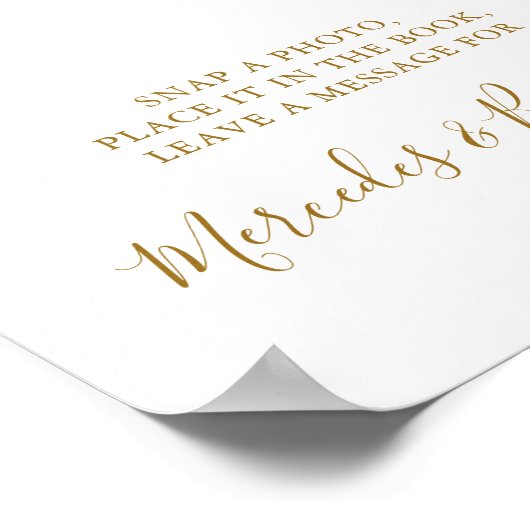 Hochzeitlicher Foto Gast Elegantes Gold Calligraph Poster (Ecke)