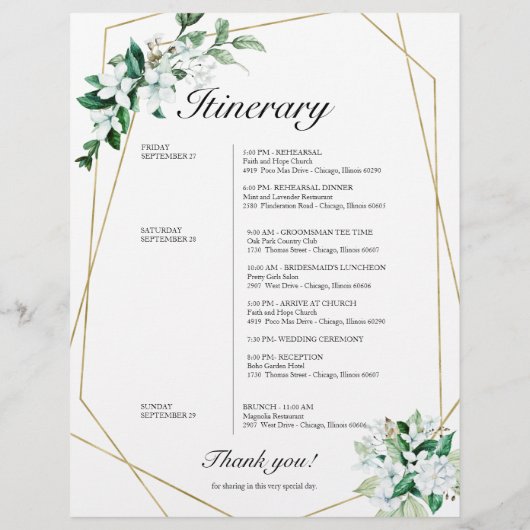 Hochzeitlicher geometrischer Blumengarten (Rückseite)