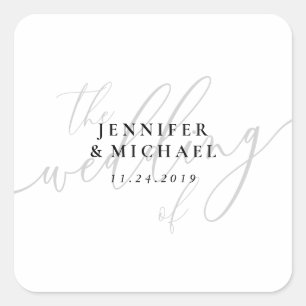 Hochzeitlicher Individuelle Name Quadratischer Aufkleber