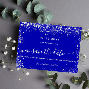 Hochzeitlicher Königsblauer Glitzer rett Datum Save The Date