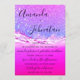 Hochzeitlicher Ozean Park Wellen Aloha Pink Ombre Einladung