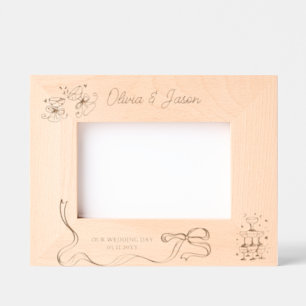 Hochzeitlicher Personalisierter Name Bow Champagne Geätzte Rahmen