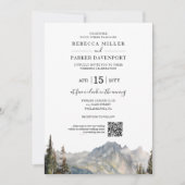 Hochzeitlicher QR-Code am Bergsee Einladung (Vorderseite)