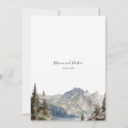 Hochzeitlicher QR-Code am Bergsee Einladung (Rückseite)