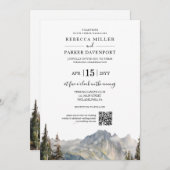 Hochzeitlicher QR-Code am Bergsee Einladung (Vorne/Hinten)