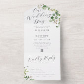 Hochzeitlicher QR-Code für moderne Aquarellfarben All In One Einladung (Innen Boden)