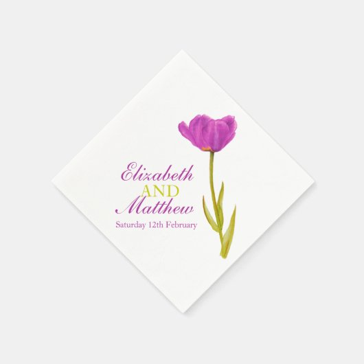 Hochzeitlicher Single lila Tulpenkunst mit dem Nam Serviette (Ecke)