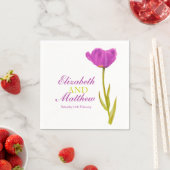 Hochzeitlicher Single lila Tulpenkunst mit dem Nam Serviette (Beispiel)