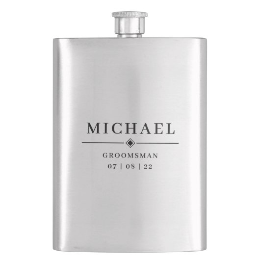 Hochzeitlicher TRAUZEUGE Personalisiert Name und D Flachmann (Vorderseite)