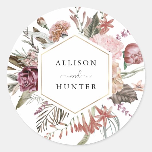 Hochzeitlicher Umschlag Aufkleber | Dusty Rose (Vorderseite)