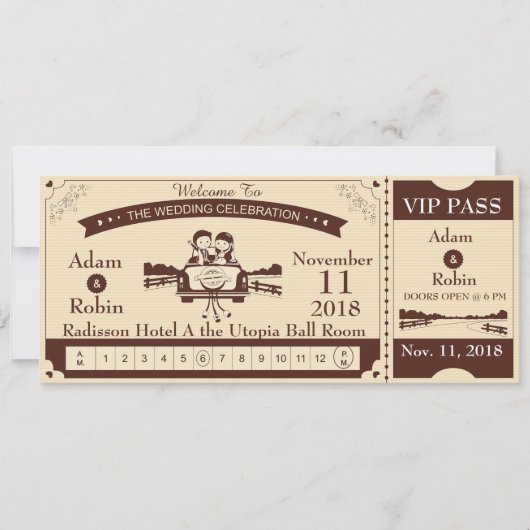 Hochzeitlicher VIP-Pass Einladung (Vorderseite)