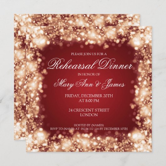 Hochzeitliches Abendessen mit Probe Einladung (Vorne/Hinten)