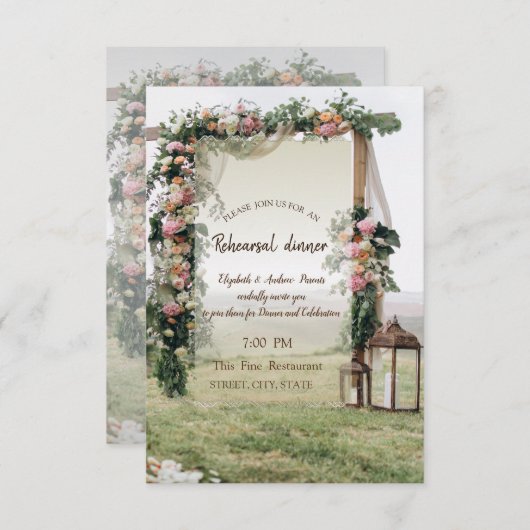 Hochzeitliches Arbor Lantern Probe Dinner Einladung (Vorne/Hinten)