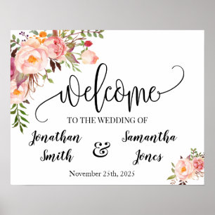 Hochzeitliches Begrüßungszeichen boho schicke rosa Poster