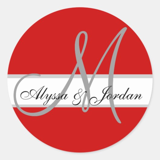 Hochzeitliches benutzerdefiniertes Monogramm und R Runder Aufkleber (Vorderseite)