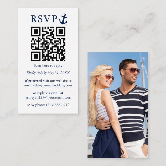 Hochzeitliches blaues QR-UAWG Begleitkarte (Vorne/Hinten)