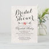 Hochzeitliches Brautparty ganz einfach weiß Elegan Einladung (Stehend Vorderseite)