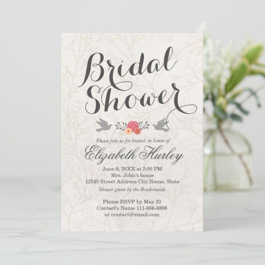 Hochzeitliches Brautparty ganz einfach weiß Elegan Einladung (Stehend Vorderseite)