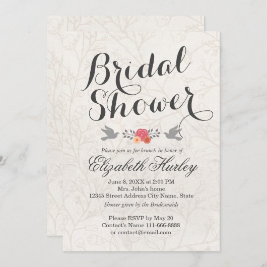 Hochzeitliches Brautparty ganz einfach weiß Elegan Einladung (Vorne/Hinten)