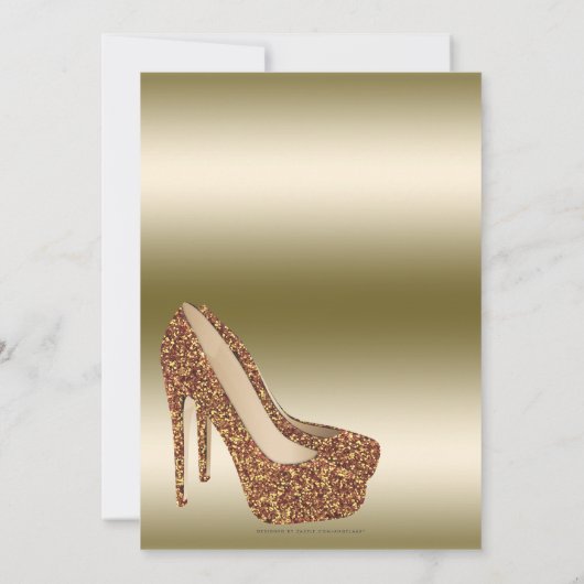 Hochzeitliches Brautparty| Red Gold Glitzer Shoes Einladung (Rückseite)