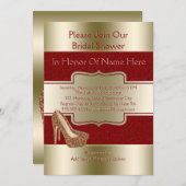 Hochzeitliches Brautparty| Red Gold Glitzer Shoes Einladung (Vorne/Hinten)