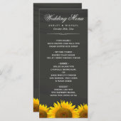 Hochzeitliches Dinner Menü Rustikale Sonnenblumen Menükarte (Vorne/Hinten)