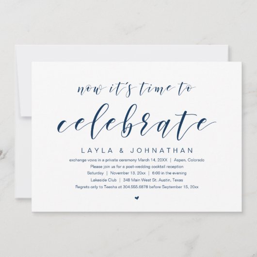 Hochzeitliches Elopement-Party, es ist Zeit, in Einladung (Vorderseite)