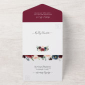 Hochzeitliches Foto Burgundy Blush Botanische Blüt All In One Einladung (Außenbereich)