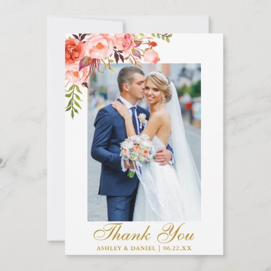 Hochzeitliches Foto Dankeskarte (Vorderseite)