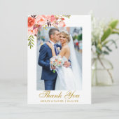 Hochzeitliches Foto Dankeskarte (Stehend Vorderseite)