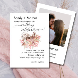 Hochzeitliches Foto Einladung Boho Dusty Rose Flor