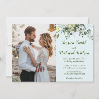 Hochzeitliches FOTO Einladung Eukalyptus Wasserfar