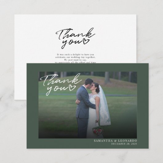 Hochzeitliches Foto Elegante Moderne Dankeskarte (Vorne/Hinten)
