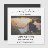 Hochzeitliches Foto Moderne Kalligraphie Save the  Magnetkarte (Vorne/Hinten)