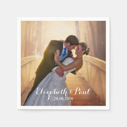 Hochzeitliches Foto Personalisiert Serviette (Vorderseite)