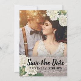 Hochzeitliches Foto Save the Date Hydrangeas Light