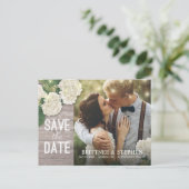 Hochzeitliches Foto Save the Date Hydrangeas Light Postkarte (Stehend Vorderseite)