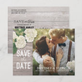 Hochzeitliches Foto Save the Date Hydrangeas Light Postkarte (Vorne/Hinten)