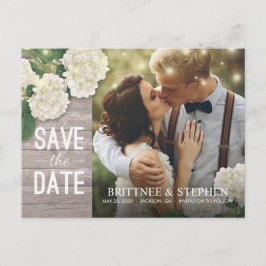 Hochzeitliches Foto Save the Date Hydrangeas Light Postkarte