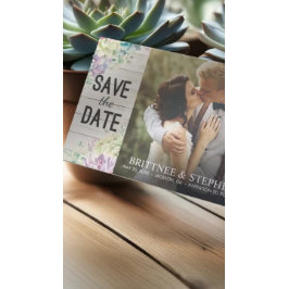 Hochzeitliches Foto Save the Date Sukkulente Rusti