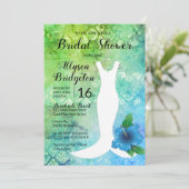 Hochzeitliches Gown Beach Themed Brautparty Einladung (Stehend Vorderseite)