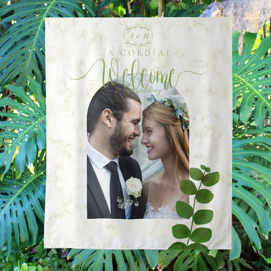 Hochzeitliches Grün-Chic-Foto Wandteppich